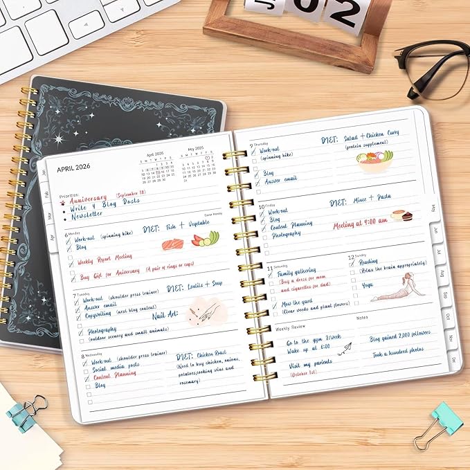 2026 Planner, Weekly and Monthly Planners with Tabs, A5 Spiral Bound Daily Calendar 2026 Planner, 12 Month Agenda Organizers from Jan. to Dec., Flexible Cover Appointment Book(Color Butterfly)