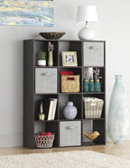 Whitmor 12 Cube Bookcase, 4 Tier Stackable MDF Bookself, Open Storage Display Organizer, Storage Cabinet for Living Room, Bedroom, Home, Office, 35.1" L x 11.7" W x 47.5" H, Espresso
