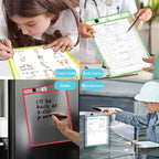 Antner 30 Packs Oversized Reusable Dry Erase Pocket Sleeves Clear Plastic Page Sleeves Sheet Protectors, 5 Assorted Colors 10x13" Ticket Document Holders, Shop Office School Teacher Classroom Supplies