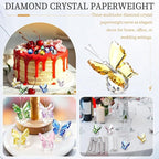 PATIKIL 2 Pcs Butterfly Crystal Paperweight, 75mm / 3 Inch Crystal Paperweight Paper Weight for Home Office Desktop Table Decor Wedding Party Jewelry Ornaments, Yellow