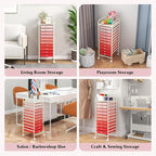 Giantex 10-Drawer Storage Cart w/Universal Wheel, Rolling Cart w/Handle, Home Organizer Storage Unit w/Removable Drawers, Trolley Utility Cart for Kitchen Makeup Living Room Office Play Room
