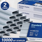 Deli Staples, 10000 Staples, Standard Staple for Desktop Staplers, 1/4'' Length, 210/Strip, 2 Boxes of 5000 Each