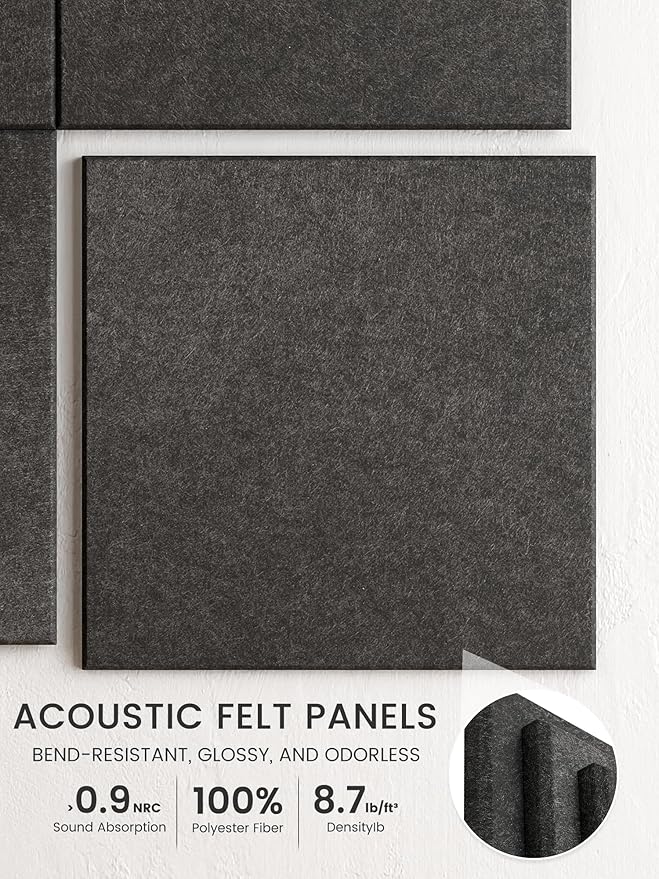 Bumusty Large Cork Board 36"x24" Alternative - 6 Pack Felt Wall Tiles with 40 Safe Removable Adhesive Tabs, 30 Pushpins, Cork Boards for Walls Pin Board Bulletin Board Office Decor (Charcoal Gray)