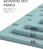 Fluxynara Felt Bulletin Board Tiles -28"x18" with 40 Adhesive Tabs, Cork Board Alternative for Office Decor, Push Pin Board Wall Organizer 6-Pack (Seafoam Blue)