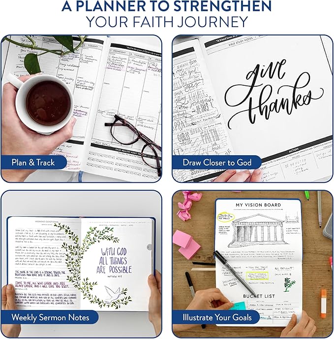 Christian Planner 2026 Daily Planner - Faith Based Monthly and Weekly Planner, Vision Board, and Habit Tracker - 2026 Calendar, Personal Organizer and Devotional Journal (Hardcover, Cobalt Blue)
