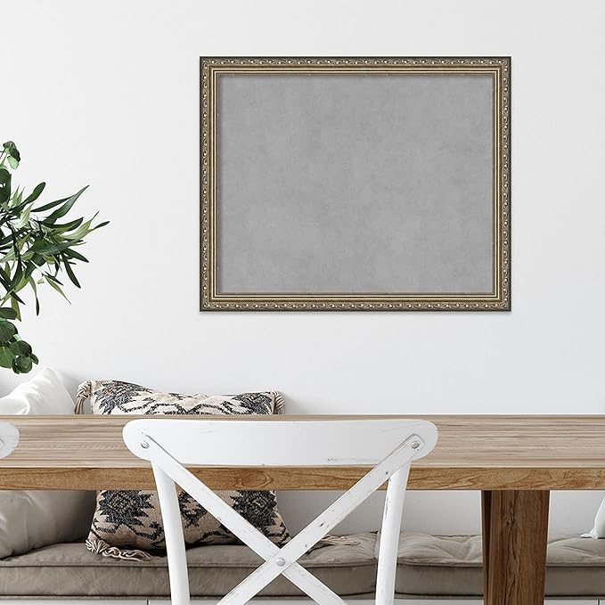 Amanti Art Silver Framed Magnetic Board 18x22 Small Vision Board for use with Magnets, 100% Metal Sheet to Display Items as Office Decor or for Home Organization in mudroom, Kitchen or Kids Room