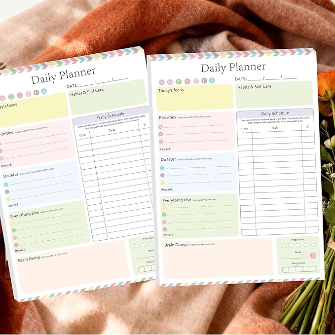 ADHD Daily Planner Notepad Daily Planner Desk Pad & Task Management Notepad to Stay Organized 5.8x 8.3 Inch Weekly Planner Daily To Do List for Weekly Schedule