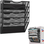 LQPAFZ 5-Tier Magnetic File Holder, No Drilling Installation File Cabinet Organizer, Black Magnetic File Organizer, Magazine Rack, Magnetic Paper Holder for Refrigerator, File Cabinets, Whiteboard