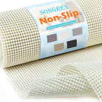 Songrey Non-Adhesive Drawer and Shelf Liner, Non Slip Cabinet Liners, Protect Kitchen Cupboard, Bathroom Drawers, Breathable, Thick Strong Grip mat (12IN x 10FT, Cream)