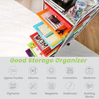 GLACER 10 Drawers Rolling Cart, Storage Cart with w/Removable Drawers & Steel Frame, Utility Mobile Trolley w/Universal Casters & 2 Brakes, Organizer Cart for Home, School, Office (Multicolor)