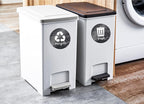 Farmhouse Recycling Stickers for Trash Can & Bins, 3.5" Recycle Stickers for Trash Bins, Laminated Recycle Sticker for Kitchen Garbage Can Recycling Bin Combo, Made in USA, Rustic Black Wood