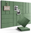 Fluxynara Felt Bulletin Board Tiles -28"x18" with 40 Adhesive Tabs, Cork Board Alternative for Office Decor, Push Pin Board Wall Organizer 6-Pack (Moss Green)