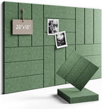 Fluxynara Felt Bulletin Board Tiles -28"x18" with 40 Adhesive Tabs, Cork Board Alternative for Office Decor, Push Pin Board Wall Organizer 6-Pack (Moss Green)