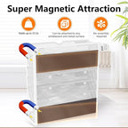 KZWKRG 6 Tier Magnetic File Holder, Large Capacity Mesh Hanging Wall Organizer Vertical Magnetic Hanging File Organizer, Magnetic File Folder Holder for File Cabinets, Office, Whiteboard (White)