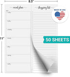 321Done Meal Planning Notepad - Made in USA - Large Letter Size (8.5x 1) Weekly Menu Planner Tear-Off Simple Shopping List Meals Groceries Grocery List Memo Pad - Perforated Monday Start