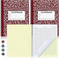 Affrolling 2 Pack Carbonless Lab Notebook Carbon Copy 8.5'' x 11'' 50 Sets of Pages 100 Pages Total Laboratory Engineering Chemistry Computation Notebook Science Grid Coil Binding(Wine Red and White)