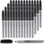 WOSWEL Permanent Markers Bulk, Ultra Fine Point, 48 Pack Black Permanent Marker set, Felt Tip Pens Works on Plastic, Wood, Stone, Metal and Glass for Doodling, Marking