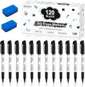 huttle Art Dry Erase Markers, 120 Pack Black Whiteboard Markers with 2 Erasers,Chisel Tip Dry Erase Markers, Perfect For Writing on Whiteboards, Dry-Erase Boards,Mirrors for School Office Home