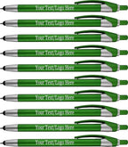 Personalized with Your Custom Logo or Text Pens-Pack of 450- for Marketing, Parties, and Events, 2 in 1 Capacitive Stylus & Ballpoint Pen Compatible with Touchscreen Devices, Black Ink, Green Pens