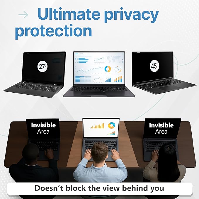 VINTEZ 14 Inch 16:9 Privacy Screen for Computer Monitor and Laptop - Anti Glare Protector Film Blue Light Filter Eye Protection - Computer Screen Privacy Shield, [1 Pack]