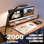 Desk Lamps for Home Office, 2000LM Eye-Caring Desk Light with Clamp, Dimmable Zoom Lighting with 3 Colors & 10 Brightness, Remote Computer Ring Light for Video Calls,Conference, Reading, CRI>95