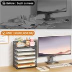 Subekyu 6 Tier Paper Organizer for Desk with Handle, Metal Mesh Desk Office File Folder Paper Letter Tray Accessories Organizer Sorter for Home, School, Office Desktop Document Organization - Gray
