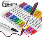 Dabo&Shobo 80 Pack Permanent Markers Assorted Colors, Fine Point, 16 Colors, Works on Plastic, Wood, Stone, Metal and Glass for Doodling, Coloring