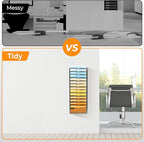 SUPEASY Wall File Organizer Mesh Office Mail Holder, Hanging Wall Organizer Magazine Rack for Office Black, 14 Tier