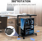 Bfttlity Large PC Stand Computer Tower Stand 2-Tier Metal CPU Holder with Locking Caster Wheels Suitable for Most PC (Black,XL)