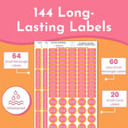 Name Bubbles - Basic Daycare Name Stickers for Kids (144 ct) Personalized Waterproof Name Labels for School Supplies, Clothing Tags, Baby Bottles, All Ages - Washable Stick-On Labels (Neutral Color)