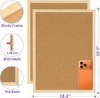 JEFURE 2 Pcs Cork Board, 17.7''x13.3'' Bulletin Board, Wooden Framed Corkboards for Wall, Small Cork Board, Vision Board Supplies, Prayer Board, Picture Board for Photos, Office, Home Decor, School