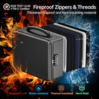 ENGPOW Fireproof Document Box with Lock, Fireproof Water Resistant Heat Insulated Safe Box Hard Case with Fireproof Zipper, Portable Home Office Travel File Organizer for Important Documents and More