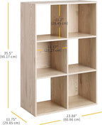 Whitmor 6 Cube Bookcase Storage Organizer, 3 Tier Stackable MDF Bookshelf, Open Storage Display Shelf, Storage Cabinet for Living Room, Bedroom, Home, Office, 23.9" L x 11.7" W x 35.5" H, Sonoma Oak