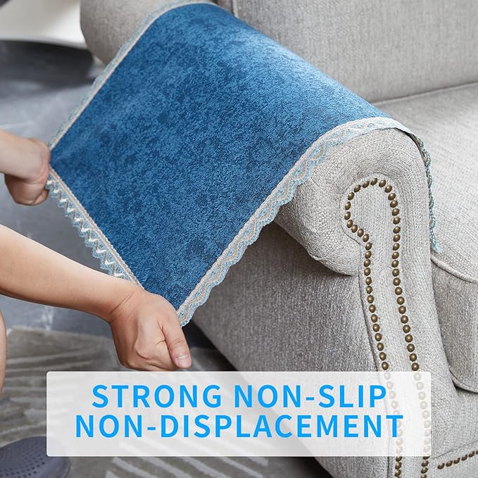 MINJIATEX Couch arm Covers,Non-Slip lace Sofa arm Cover Set of 2 Washable Sofa armrests Covers for Living Room Recliner Chair arm Cover Protectors for Leather Sofa armrest slipcover