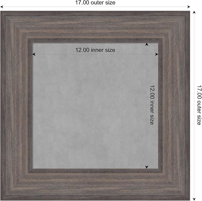 Amanti Art Grey Framed Magnetic Board 17x17 X-Small Vision Board for use with Magnets, 100% Metal Sheet to Display Items as Office Decor or for Home Organization in mudroom, Kitchen or Kids Room