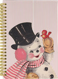 Knibeo Vintage Pink Christmas Snowman Notebook - Snowman Christmas Notebook, Pink Notebook, Merry Christmas Notebook, 5.5×8.3 Lined Paper Spiral Bound Notebook with 164 Pages