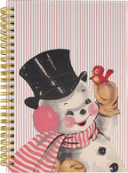 Knibeo Vintage Pink Christmas Snowman Notebook - Snowman Christmas Notebook, Pink Notebook, Merry Christmas Notebook, 5.5×8.3 Lined Paper Spiral Bound Notebook with 164 Pages