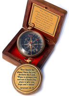 For I Know The Plans I Have For You, Jeremiah 29:11, Solid Brass Directional Engraved Compass, Baptism Gifts for Boys Girls, First Communion, Christian Gifts for Men, First Confirmation Gifts for Boys