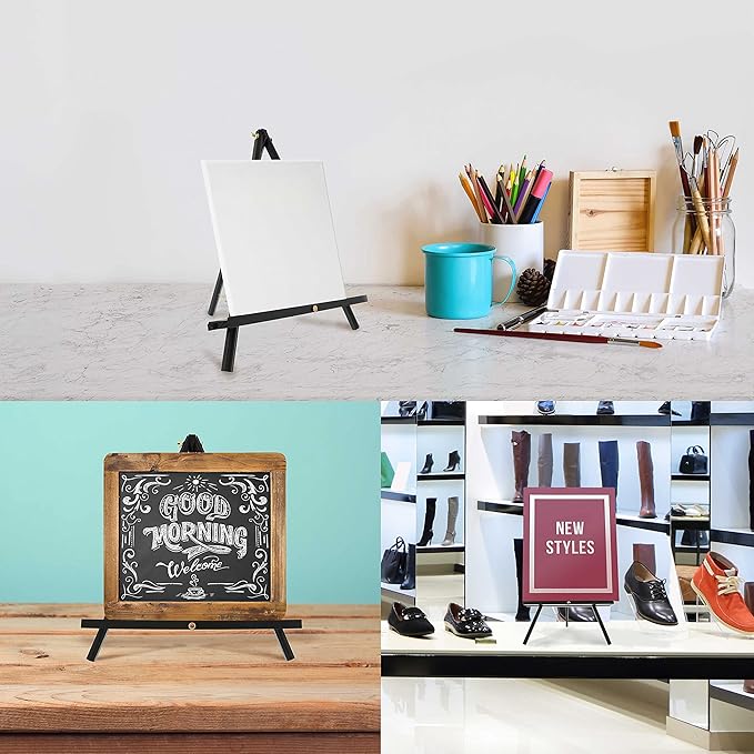 U.S. Art Supply 12" Black Wood Tabletop Easel (4 Pack) - Adjustable A-Frame Canvas Stand for Painting Party & Signs - Table Top Easel for Painting, Canvas Holder, Crafts, Photos, Pictures