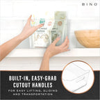 BINO | Plastic Storage Bins, X-Large - 2 Pack, Clear | THE SOHO COLLECTION | Pantry Organizers and Storage Containers Fridge Organizer Bins Kitchen Cabinet Organizer Medicine Cabinet Organizer Bin