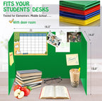 8 Pack Colorful Privacy Floders for Student Desks - Durable Plastic Erasable - Testing Dividers for Classroom - Easy Clean Privacy Shields for Student Testing Desk dividers- Includes Extra Labels