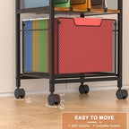 Tiaoheka Rolling File Cabinet with Adjustable Dividers, Vertical Filing Cabinet with Storage Drawer on Lockable Wheels, Hanging File Organizer Beside Under Desk for Office, Home（Patent Pending）