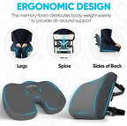 FORTEM Seat Cushion, Office Chair Cushion, Lumbar Support Pillow for Office Chair, Memory Foam Sciatica Coccyx Tailbone Pressure Pain Relief, Car Sitting Pad, Washable Non Slip, XL