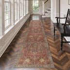 GENIMO 2x5 Runner Rugs for Hallway, Machine Washable Non Slip Vintage Rugs, Low Pile Lightweight Soft Print Rug for enrtyway, Corridor, Home Office, Kitchen, Mocha Brick
