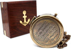 Be Strong and Courageous, Do Not Be Afraid Brass Engraved Compass with Stamped Wooden Case – Inspirational Birthday, Confirmation, and Baptism Gifts
