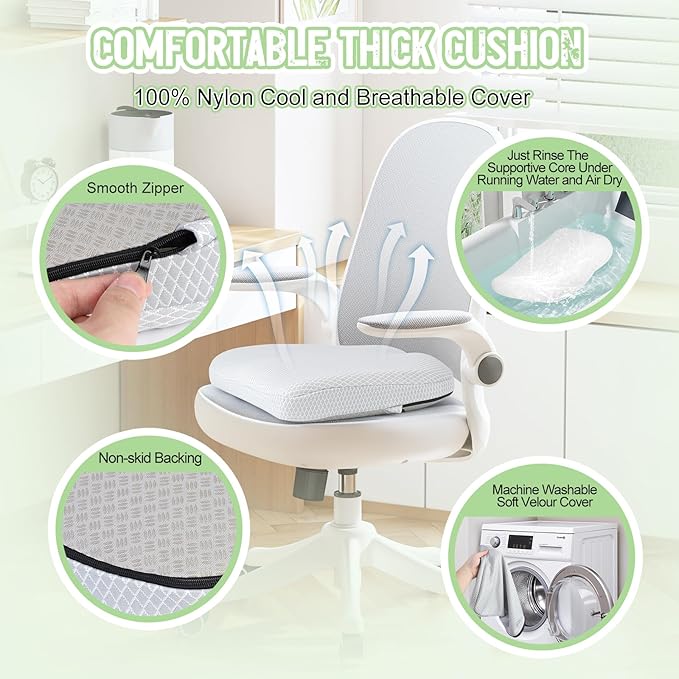 Aurssa Air Fiber Office Chair Cushion - Ergonomic Seat Cushion for Orthopedic Coccyx, Relief Hip & Back Support - Doctor Recommended Cushion for Long Sitting Worker Driver & Handicapped (Light Grey)