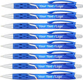 SyPen Personalized Ballpoint Pens With your Custom Logo or Text-300 Pack Bulk-for Businesses, Parties, and Events, Custom Printed, Vivid Colored Translucent Barrel, Click Pens, Black Ink, Blue Pens