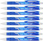 SyPen Personalized Ballpoint Pens With your Custom Logo or Text-300 Pack Bulk-for Businesses, Parties, and Events, Custom Printed, Vivid Colored Translucent Barrel, Click Pens, Black Ink, Blue Pens