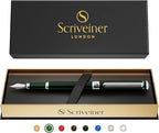 Scriveiner British Racing Green Fountain Pen - Stunning Luxury Pen with Chrome Finish, Schmidt Nib (Medium), Best Pen Gift Set for Men & Women, Professional, Executive, Office, Nice Pens