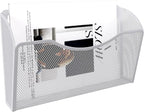 EasyPAG Single Pocket Wall File Organizer, Mesh Hanging File Folder Organizer for Letter/A4 Size Folders, Wall Mounted Vertical Mail Holder for Paperwork, Office, Home, School, White